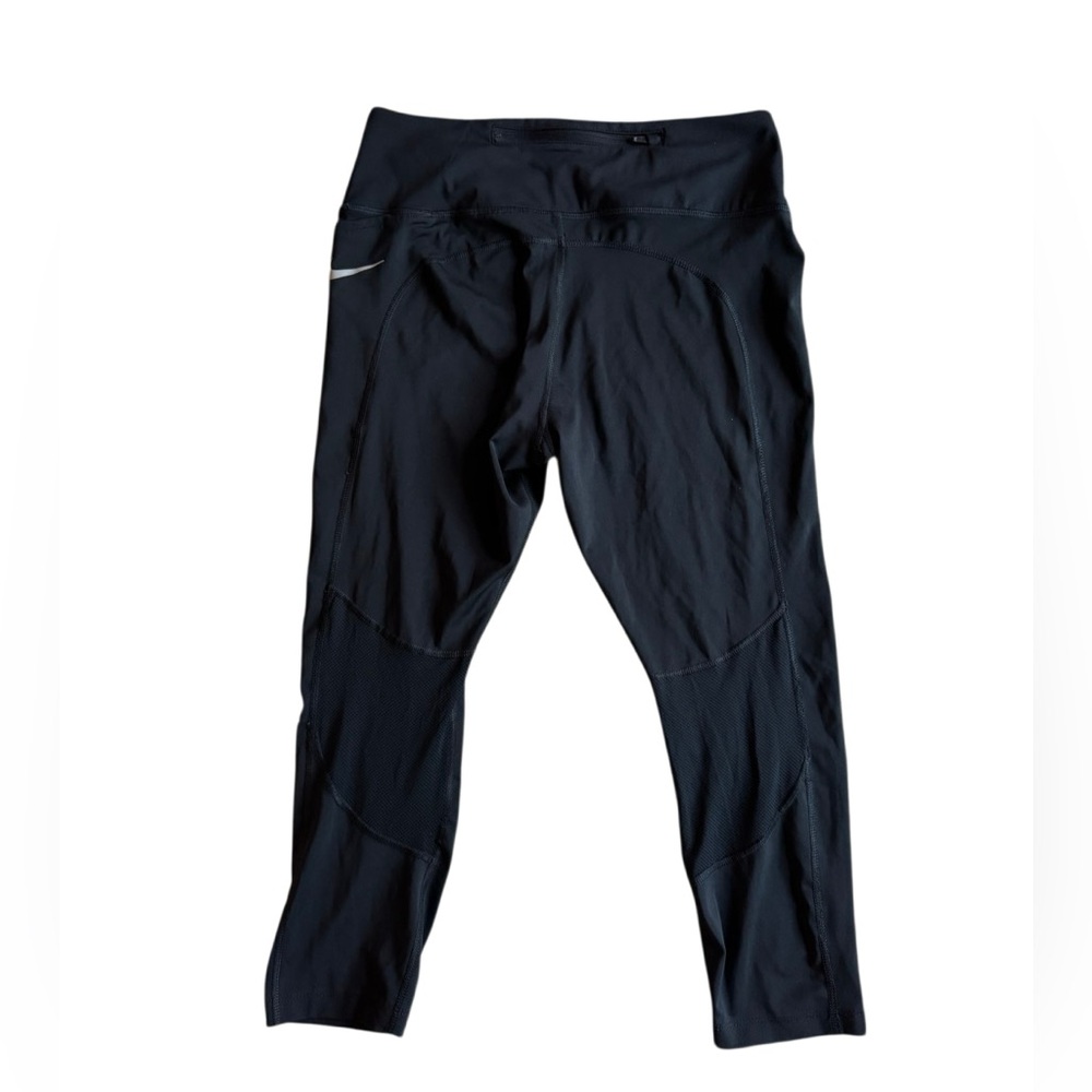 Nike Fast Women's Mid-Rise Crop Running Leggings Multi Pocket - Black Size Large - Picture 7 of 12